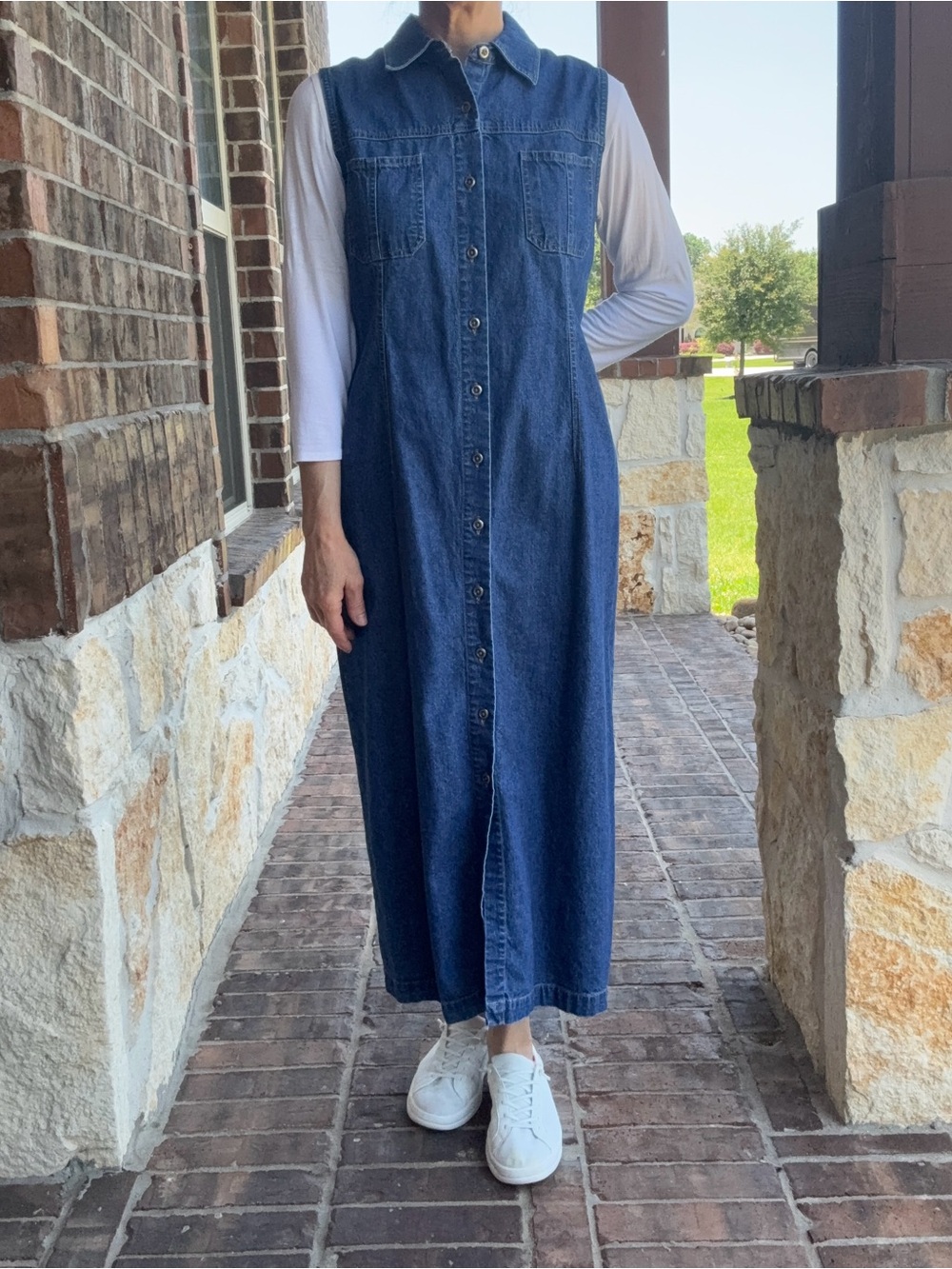 Sleeveless Denim Maxi Dress, M